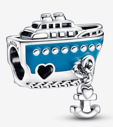 Charm Pandora crucero esmalte azul con ancla colgante
