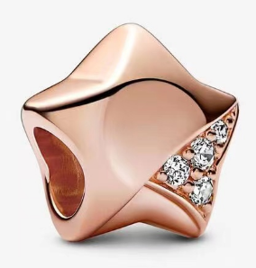 Charm Pandora estrella pulida baño oro rosa con circonias