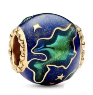Charm Pandora globo terráqueo esmalte baño dorado