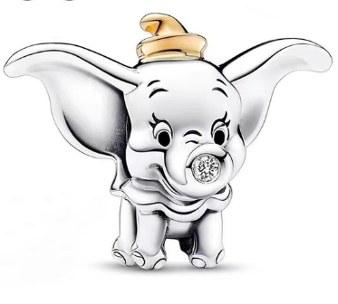 [CH1327] Charm Pandora Dumbo con sombrero dorado