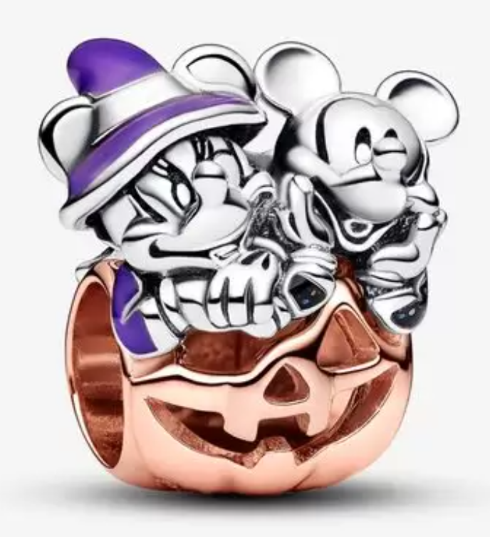 Charm Mickey y Minnie Halloween calabaza oro rosa