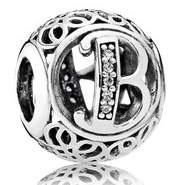 Charm Pandora letra vintage B con circonias
