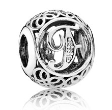 Charm Pandora letra vintage F con circonias
