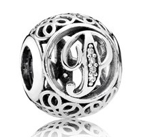 Charm Pandora Letra P Filigrana Pavé