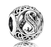 Charm Pandora Letra S Filigrana Pavé
