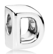 Charm letra D Pandora plata