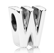 Charm letra W Pandora plata