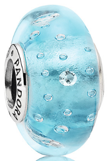 Charm Pandora Cristal Murano Turquesa Burbujas de Circonia