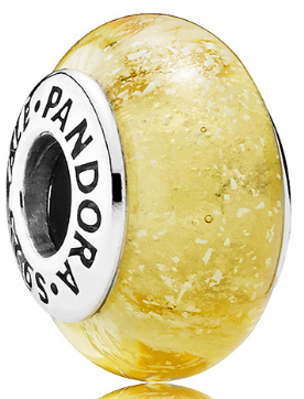 Charm Pandora Cristal Murano Dorado Destellos