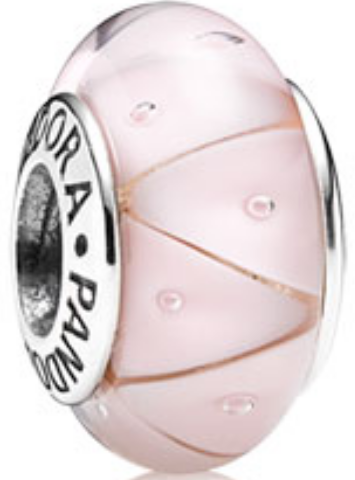 Charm Bola Cristal Murano Rosa Vetas Doradas