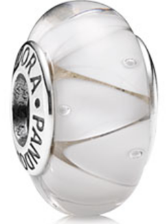 Charm Bola Cristal Murano Blanco Rayado