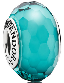 Charm Pandora bola cristal Murano facetado verde azulado
