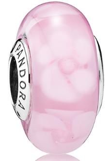 Charm Pandora Cristal Murano Rosa Flor Tono sobre Tono