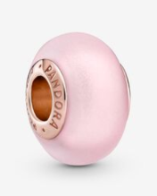 Charm Bola Cristal Murano Rosa Satinado