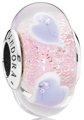 Charm Murano corazones lavanda