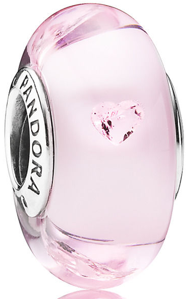 Charm Pandora Cristal Rosa con Corazón de Circonia