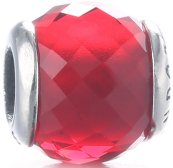 Charm Pandora circonia facetada roja