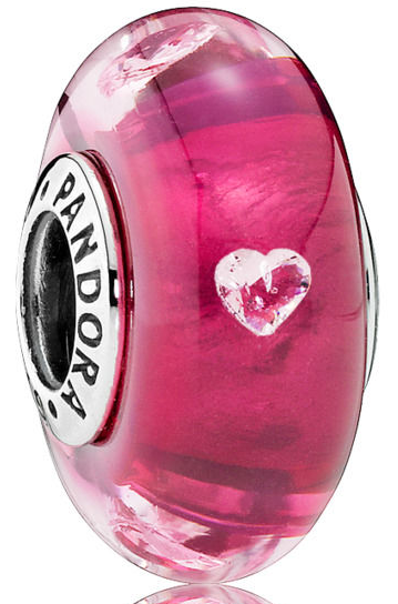 Charm Pandora Cristal Fucsia con Corazón de Circonia