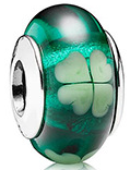 Charm Bola Cristal Murano Trébol Verde