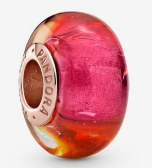 Charm Bola Cristal Murano Fuego Coral