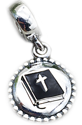 Charm colgante Pandora Biblia con cruz esmalte negro
