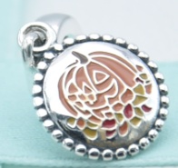 Charm colgante Pandora búho otoñal esmalte naranja y coral
