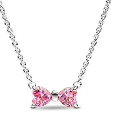 Collar moño circonias rosas Pandora