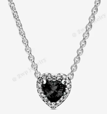 Collar Pandora Corazón Negro Halo
