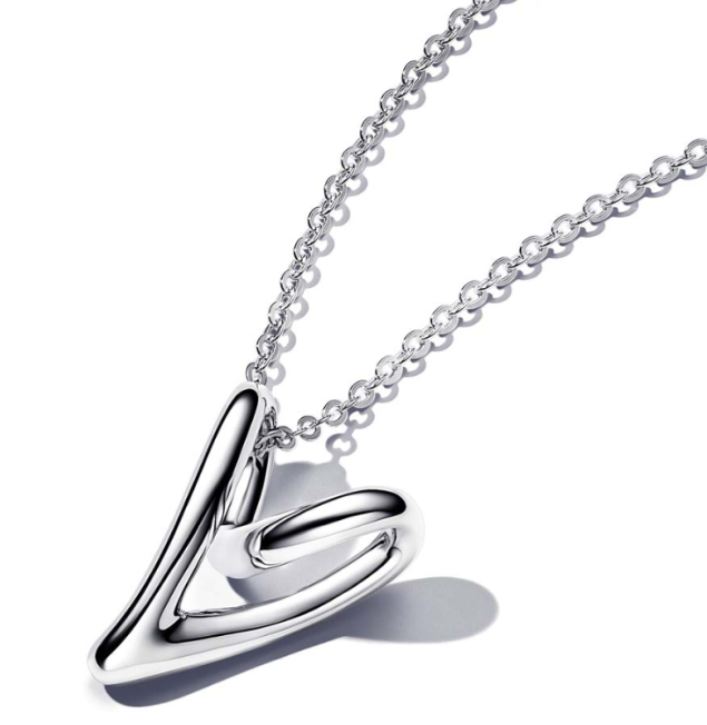 [393272C00-70] Collar Pandora corazón asimétrico de líneas fluidas