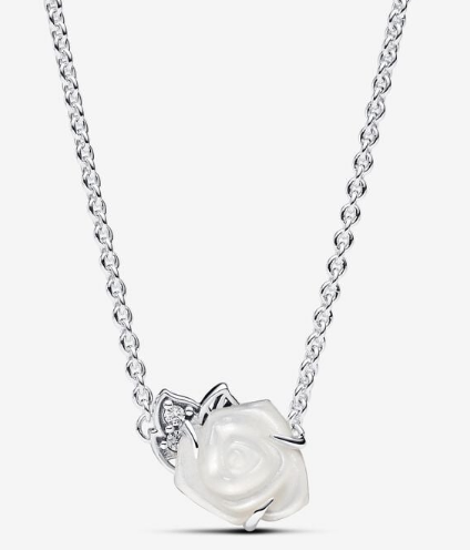 Collar Pandora rosa tallada con acento de circonias