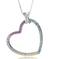 Collar corazón inclinado circonias multicolor Pandora