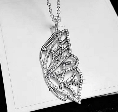 Collar Pandora Ala de Mariposa Pavé Plata