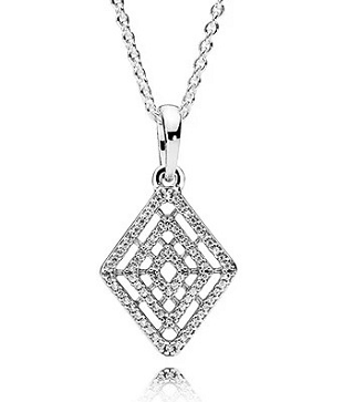 Collar Pandora Rombo Geométrico Pavé Plata