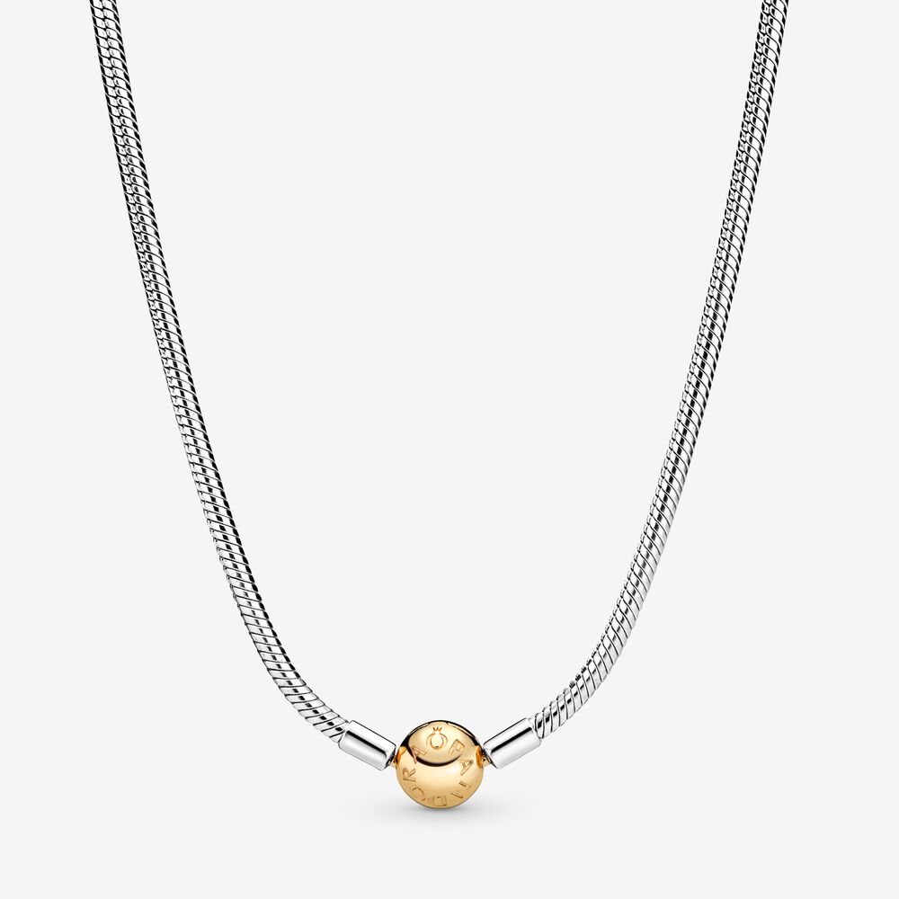 Collar Pandora Moments Cadena Serpiente Broche Dorado