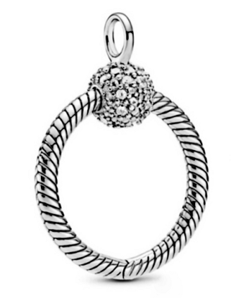 Collar Pandora portador redondo cuerda con remate pavé
