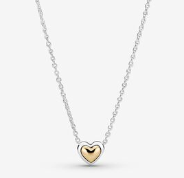 Collar Pandora corazón liso baño dorado