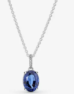 Collar Pandora Piedra Ovalada Azul Plata