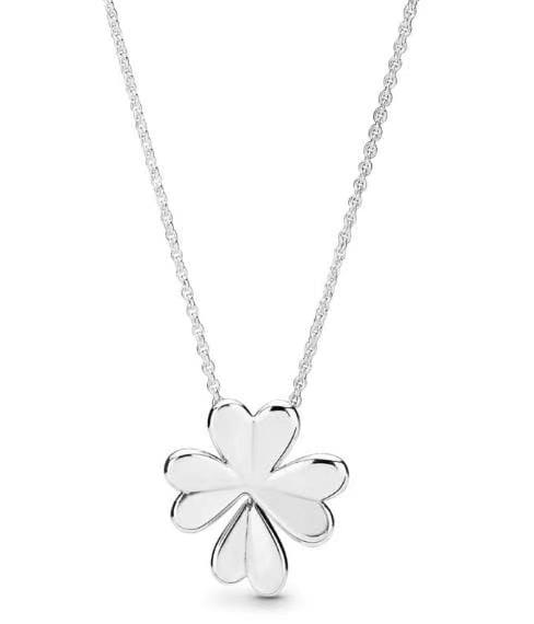 Collar Pandora trébol cuatro hojas plata pulida