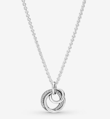 [391455C01] Collar Pandora Aros Entrelazados Plata Texturizada