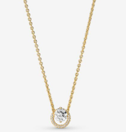 [361174C01] Collar Pandora Halo Circonia Central Baño Dorado