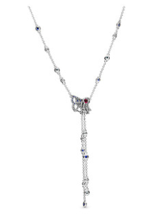 Collar Pandora Lariat Flor Piedras Color