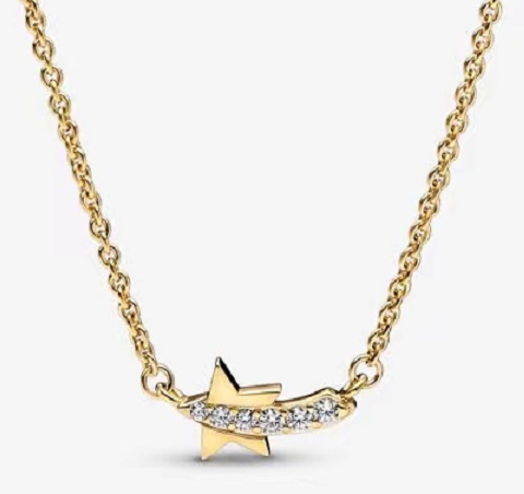Collar Pandora Estrella Fugaz Baño Dorado