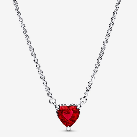 [392542C01] Collar Pandora corazón circonia roja
