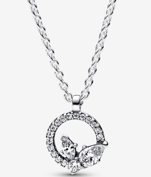 [392620C01-45] Collar Pandora círculo pavé con flor de piedras