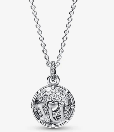 Collar Pandora medallón I Love U calado