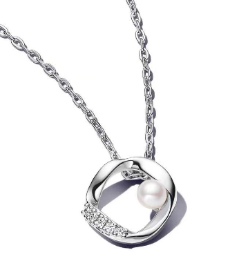 Collar Pandora círculo perla y circonias