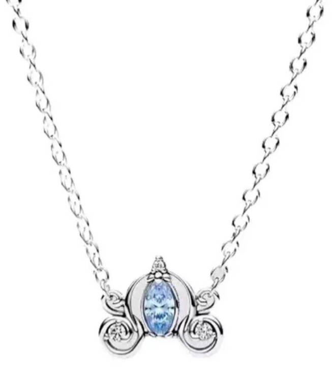 Collar carruaje Cenicienta piedra azul Pandora Disney