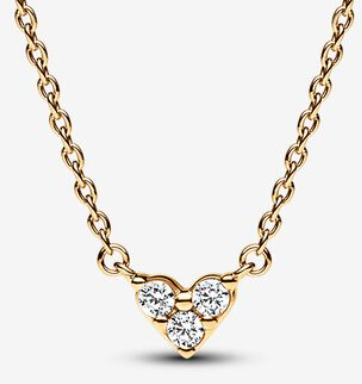 Collar Pandora Racimo Tres Circonias Baño Dorado