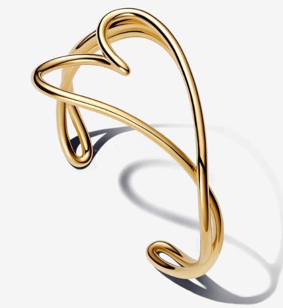 [563808C00] Brazalete Pandora Rígido Baño Dorado Silueta de Corazón