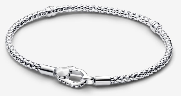 [593681C00] Brazalete Pandora cadena popcorn broche argolla plata